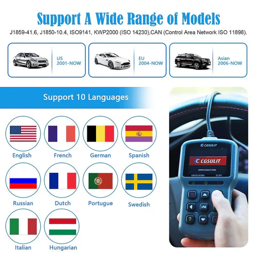 CGSULIT SC301 OBD2 EOBD Scanner Code Reader Engine Light Tester For Smog Check