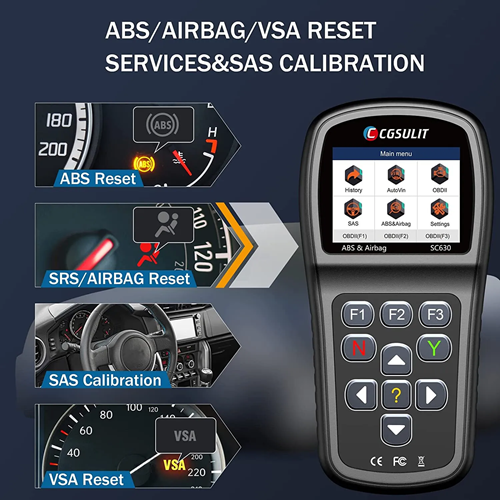 CGSULIT SC630 OBD2 Diagnostic Scanner ABS/SRS(Airbag)/SAS/ESP(ESC)(VSA) System Reset Car Code Reader Bi-directional Scan Tool